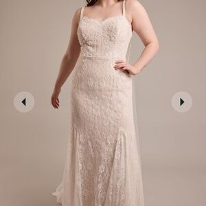 Melissa Sweet Spaghetti Strap Lace Mermaid Wedding Dress and Veil Set